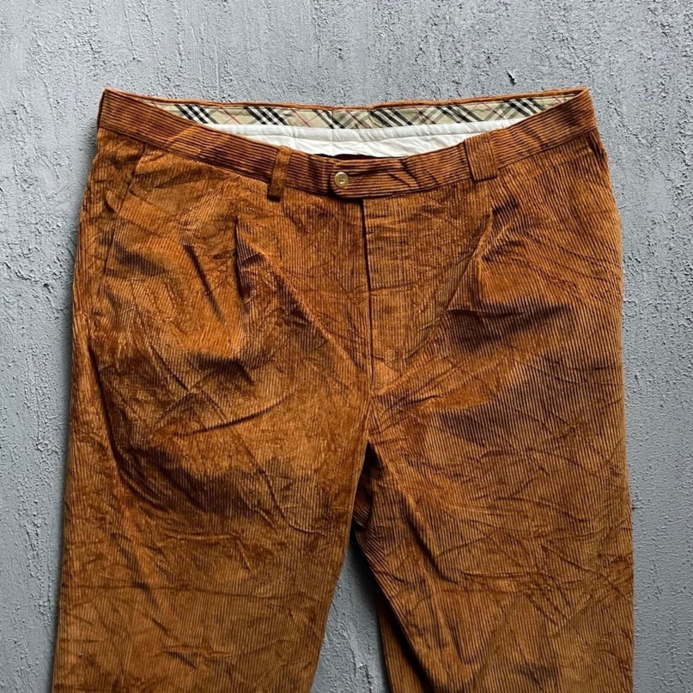 Vintage Burberry London Pleated Corduroy Trousers Mens 54 Brown 90s